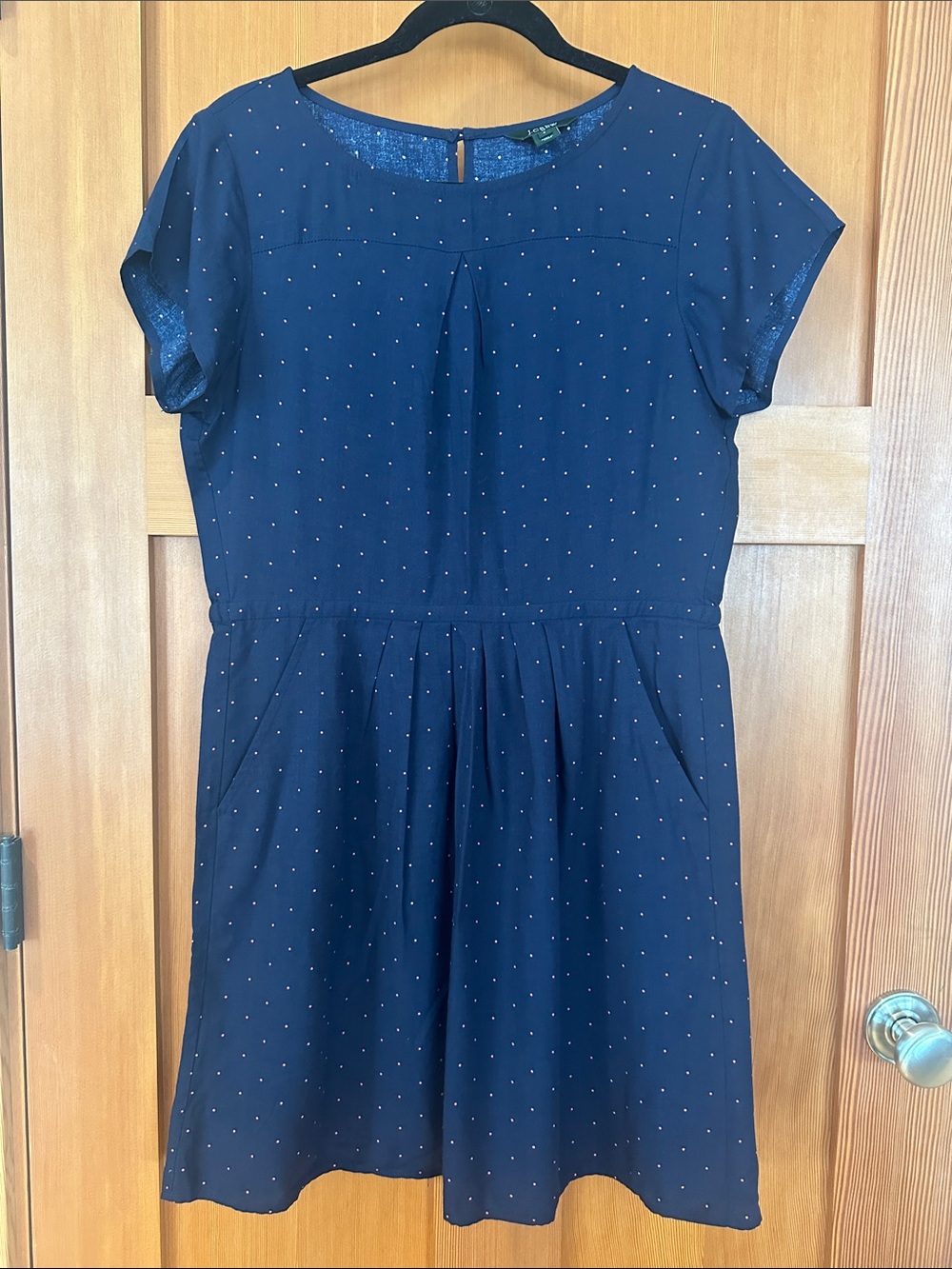 J. Crew Navy Short Sleeve Dot-Print Dress